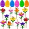 12PCS Easter Flower Building Blocks with Easter Eggs Toys Building Brick Blocks for Party Favor Easter Basket Stuffers Toys Stacking Block Sets for Kids Adults Classroom Prizes Gifts